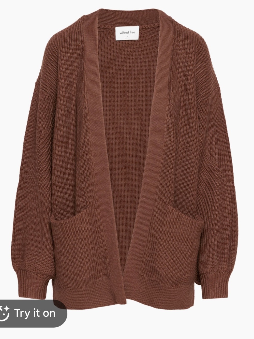 Aritzia Wilfred Free Unwind Merino Wool Cardigan Chocolate Brown Size Small